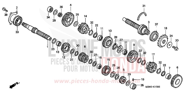 GETRIEBE von CBR600F VR Special PEARL FLASH YELLOW (Y163) von 2001